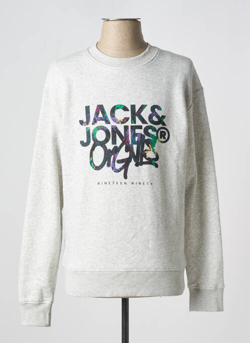 Sweat-shirt gris JACK & JONES pour homme