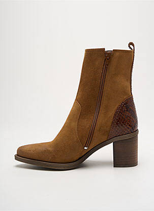 Bottines/boots tissage satiné talon de 4 à 6cm marron CASTA femme