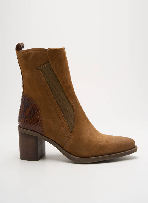 Bottines/boots tissage satiné talon de 4 à 6cm marron CASTA femme