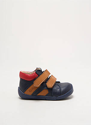 Baskets matière lisse bout rond bleu KICKERS garçon