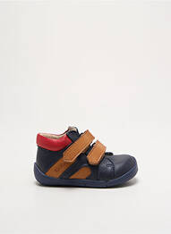 Baskets matière lisse bout rond bleu KICKERS garcon