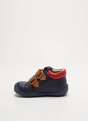 Baskets matière lisse bout rond bleu KICKERS garçon