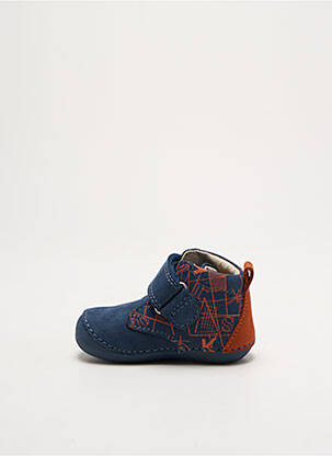 Bottillons fermeture scratch bout rond bleu KICKERS garcon