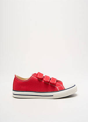 Baskets fermeture scratch bout rond rouge VICTORIA enfant