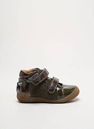 Baskets matière lisse bout rond vert BABYBOTTE fille