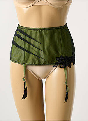Guêpière/porte-jarretelle tissage tulle vert RAVAGE femme