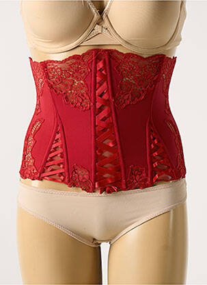 Guêpière/porte-jarretelle effet matière satinée rouge COTTON CLUB femme