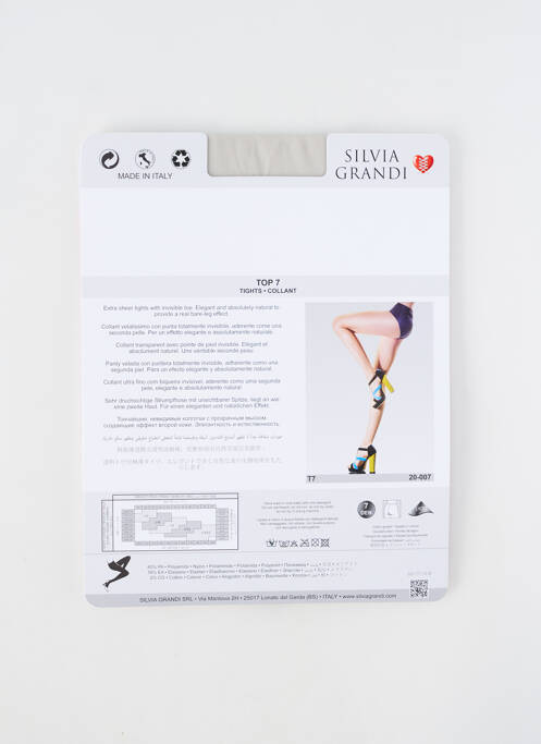 Collants gris SILVIA GRANDI pour femme