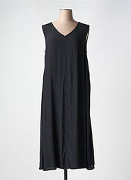 Robe mi-longue tissage crêpe sans manche noir CECIL femme