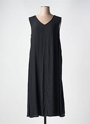 Robe mi-longue tissage crêpe sans manche noir CECIL femme
