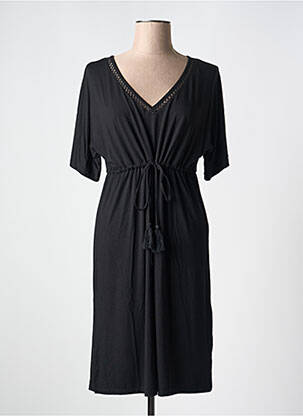 Robe mi-longue manches courtes manches courtes noir ESPRIT DE LA MER femme
