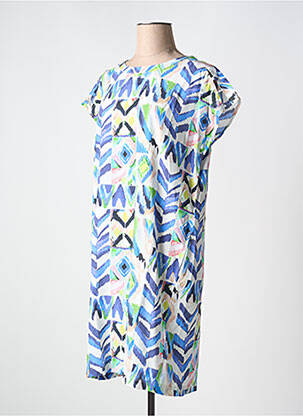 Robe mi-longue imprimé fantaisie manches courtes bleu CECIL femme