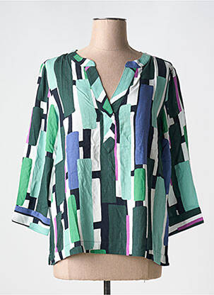 Blouse tissage popeline manches 3/4 vert CECIL femme