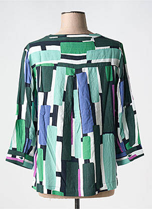 Blouse tissage popeline manches 3/4 vert CECIL femme