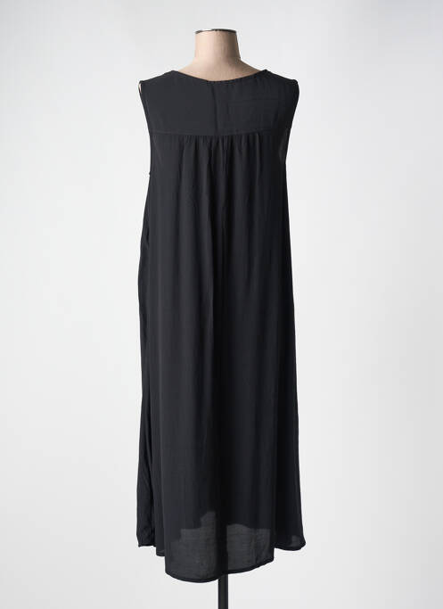 Robe mi-longue tissage crêpe sans manche noir CECIL femme