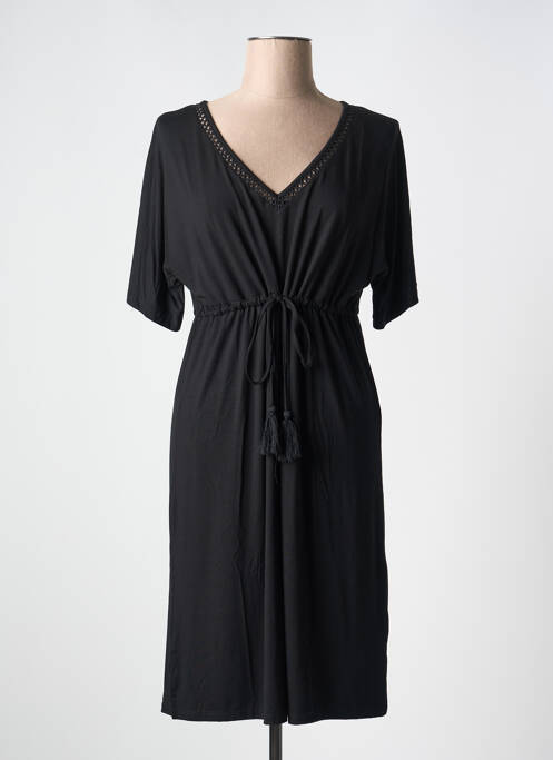 Robe mi-longue manches courtes manches courtes noir ESPRIT DE LA MER femme