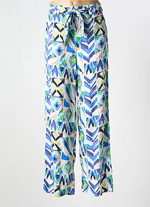 Pantalon large tissage popeline taille haute bleu CECIL femme