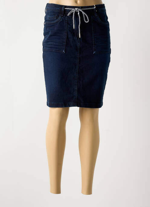 Jupe mi-longue coupe droite bleu CECIL femme