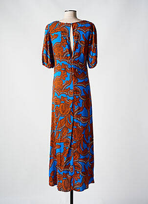 Robe longue imprimé fantaisie manches courtes marron B.YOUNG femme