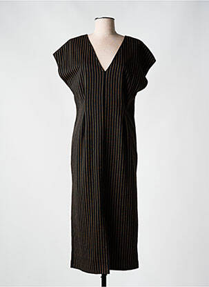 Robe longue imprimé fantaisie manches courtes noir B.YOUNG femme