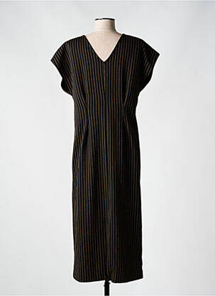 Robe longue imprimé fantaisie manches courtes noir B.YOUNG femme