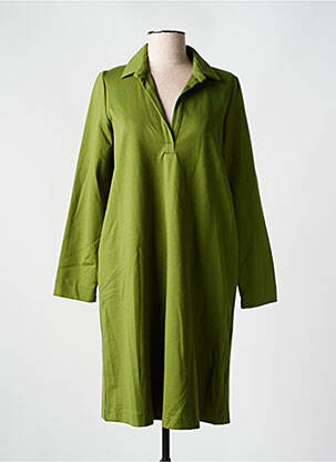 Robe mi-longue manches longues manches longues vert QUATRE VINGT JOURS femme