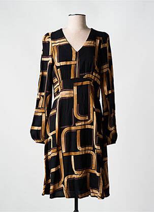 Robe mi-longue imprimé fantaisie manches longues noir B.YOUNG femme