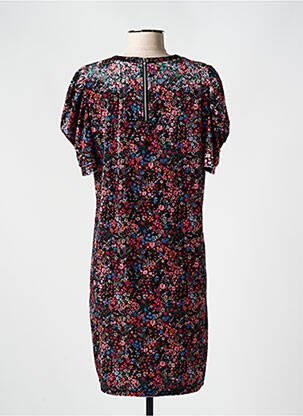 Robe mi-longue imprimé fantaisie manches courtes noir MOLLY BRACKEN femme