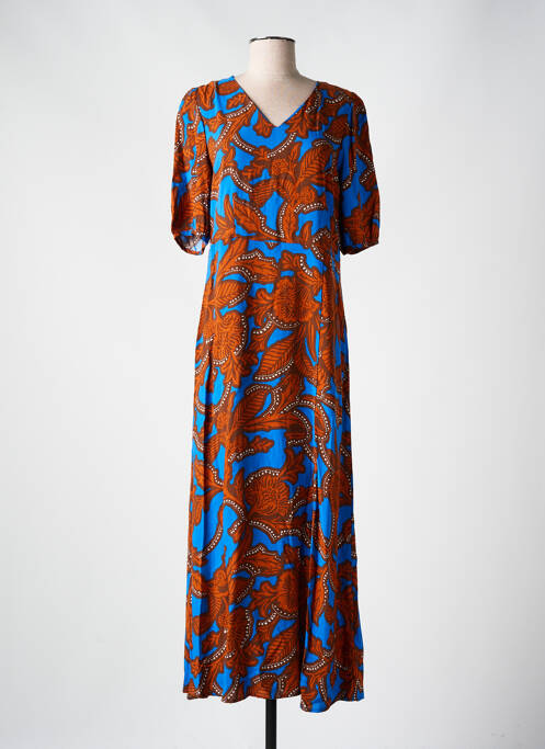 Robe longue imprimé fantaisie manches courtes marron B.YOUNG femme