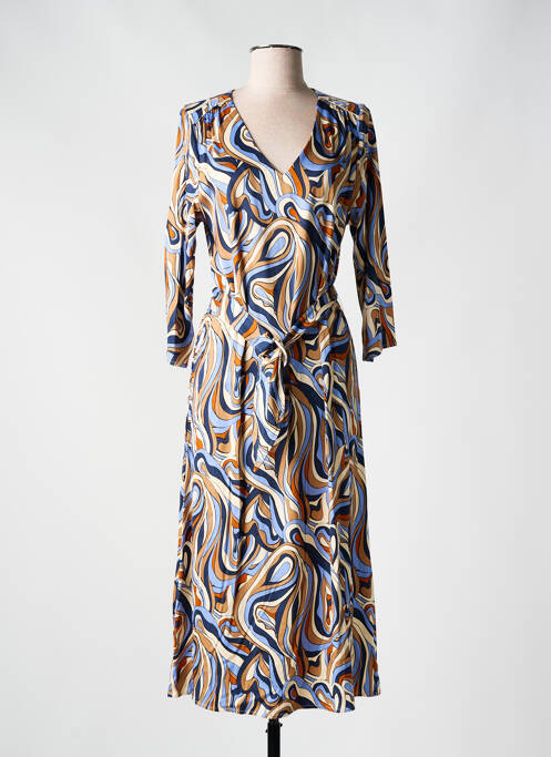 Robe longue imprimé fantaisie manches 3/4 bleu LOLA ESPELETA femme