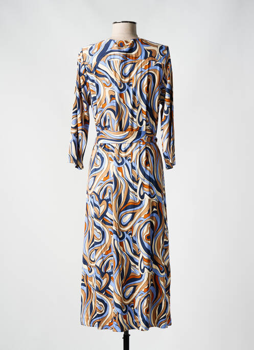 Robe longue imprimé fantaisie manches 3/4 bleu LOLA ESPELETA femme