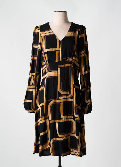 Robe mi-longue imprimé fantaisie manches longues noir B.YOUNG femme