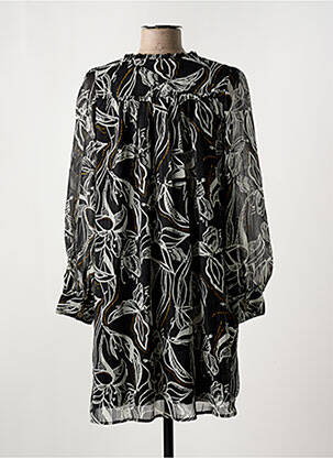 Robe courte imprimé fleurs manches longues noir LOLA ESPELETA femme