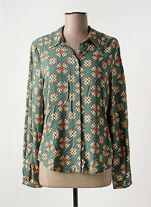 Chemisier tissage crêpe manches longues vert VILA femme