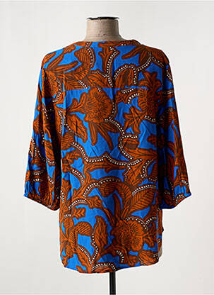 Blouse tissage popeline manches 3/4 bleu B.YOUNG femme