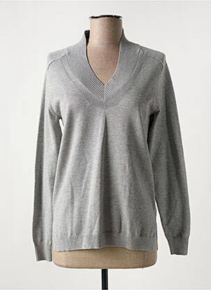 Pull tissage chiné manches longues gris MD'M femme