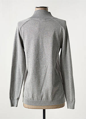 Pull tissage chiné manches longues gris MD'M femme