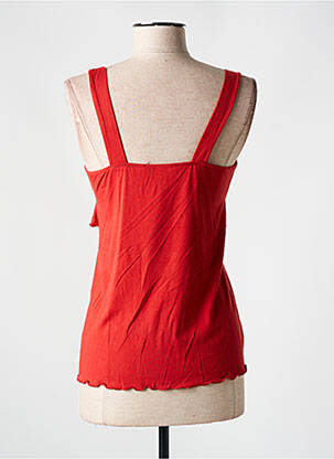 Top coupe fluide sans manche rouge QUATRE VINGT JOURS femme