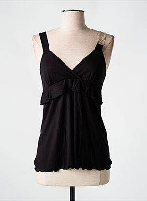 Top tissage jersey sans manche noir QUATRE VINGT JOURS femme
