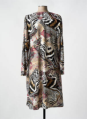 Robe mi-longue imprimé fantaisie manches longues noir GENUINE femme