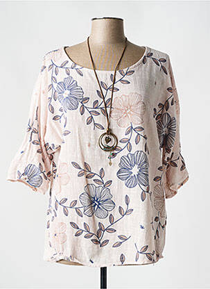 Blouse imprimé fantaisie manches 3/4 beige QUATRE VINGT JOURS femme