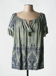 T-shirt imprimé fantaisie manches courtes vert QUATRE VINGT JOURS femme