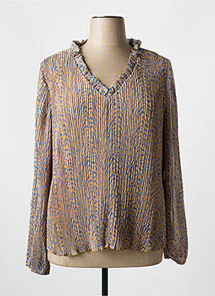 Top tissage crêpe manches longues marron EVOKED VILA femme