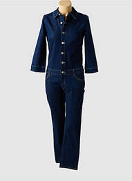 Combi-pantalon fermeture boutonnée sur le devant manches longues bleu VILA femme