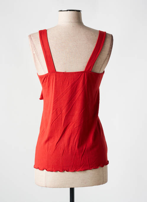 Top tissage jersey sans manche rouge QUATRE VINGT JOURS femme