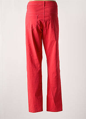 Pantalon droit fermeture zippée sous rabat boutonné rouge QUATRE VINGT JOURS femme