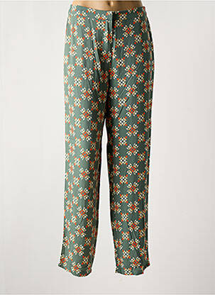 Pantalon droit fermeture zippée sous rabat avec crochet taille normale vert VILA femme
