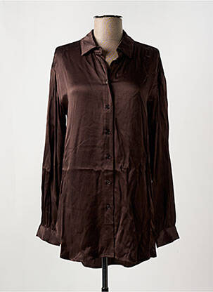 Tunique manches longues col chemisier marron KAFFE femme