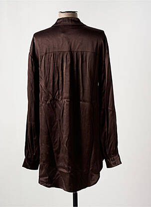 Tunique manches longues col chemisier marron KAFFE femme