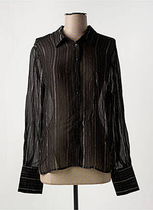 Chemisier tissage crêpe manches longues noir IN WEAR femme